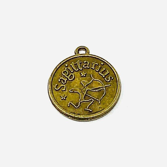 Zodiac Sign Moon Pendant - Bronze
