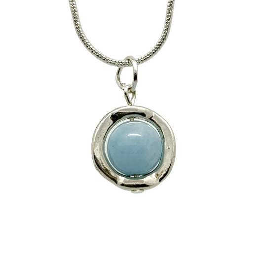 Aquamarine Gemstone Spinner Necklace
