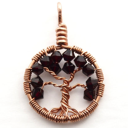 Garnet Crystal Tree of Life Pendant ~ January Birthstone