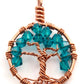 Blue Zircon Crystal Tree of Life Pendant ~ December Birthstone