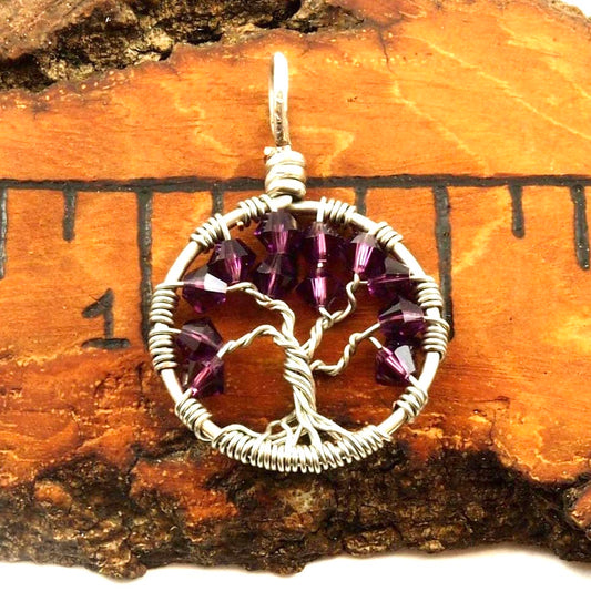 Amethyst Crystal Tree of Life Pendant ~ February Birthstone